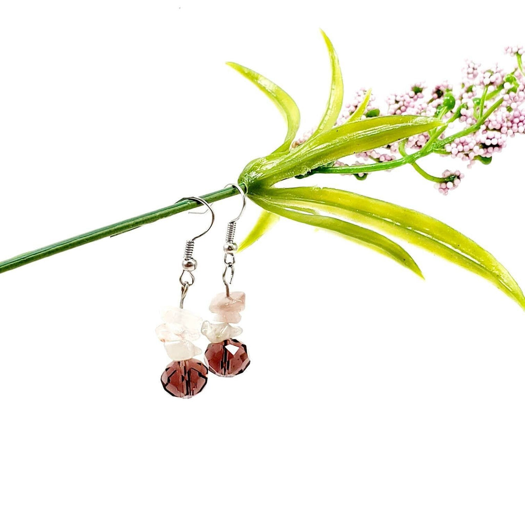 Raw Amethyst Earrings, Raw Crystal Earrings, Czech Crystal Earrings, Raw Gem Earrings, Amethyst Crystal Earrings, Raw Quartz Earrings