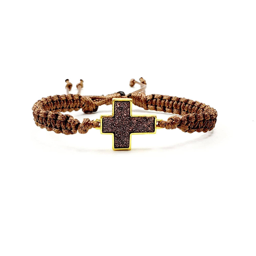 Dainty Cross Bracelet, Charm Bracelet Cross, Waterproof Bracelet, Wax Cord Bracelet, Macrame Bracelet, matching bracelets, Giftful-for Him