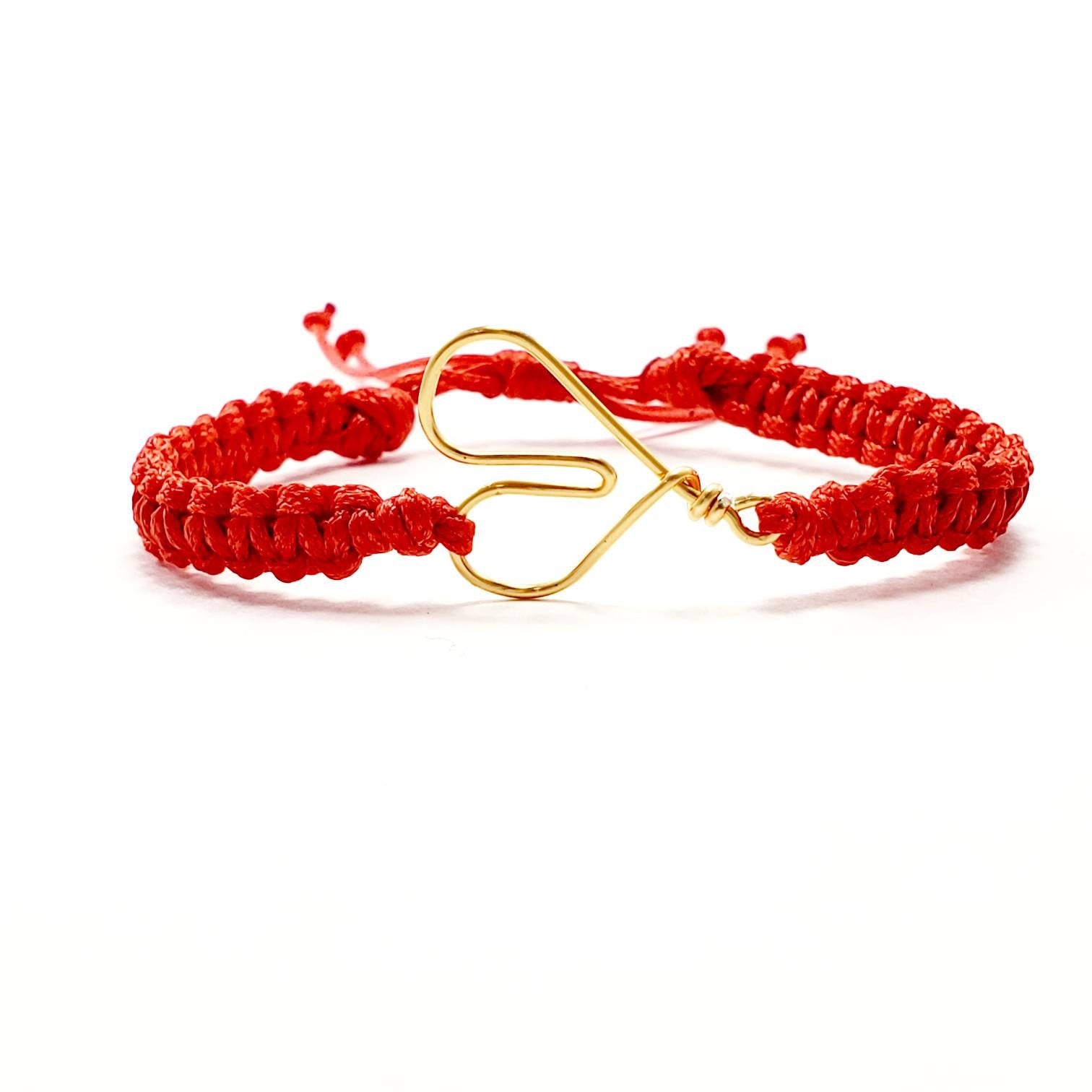 Macrame heart bracelet, Red String Bracelet, Simple Cord Wish Bracelet, Protection Jewellery, Kabbalah Bracelet, Good Luck dainty bracelet