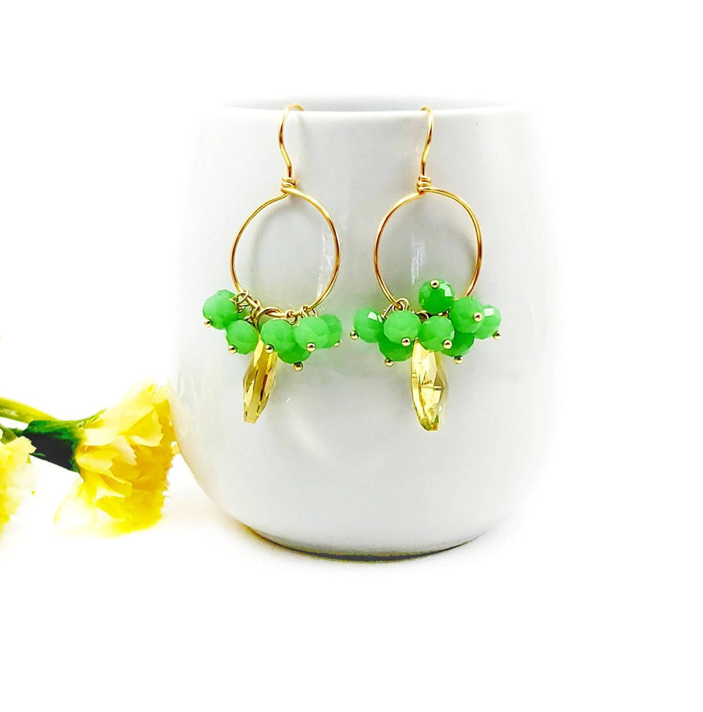 Dainty Crystal hoop earrings, Gold dainty earring, Thin hoop earrings, Hoop earrings with charm, Thin gold hoop earrings, gifts for-her