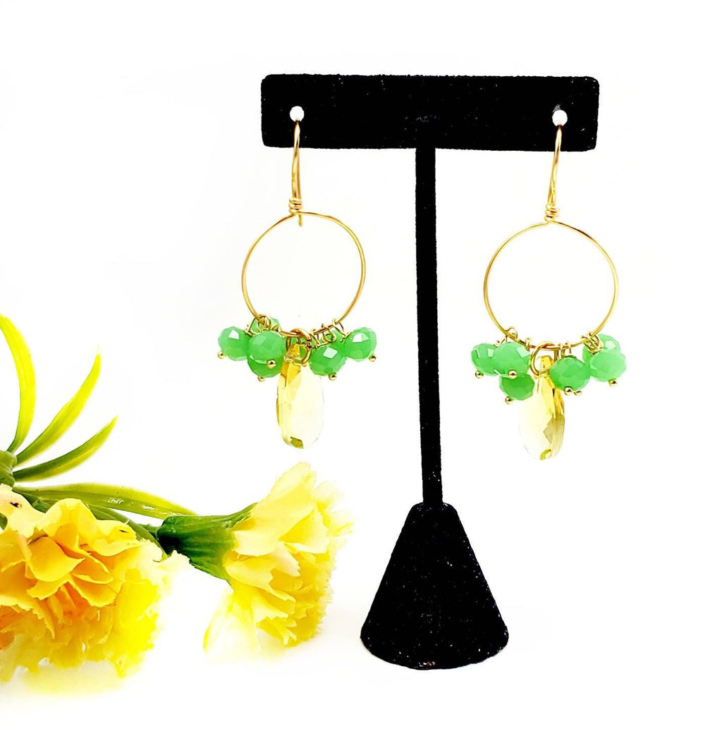 Dainty Crystal hoop earrings, Gold dainty earring, Thin hoop earrings, Hoop earrings with charm, Thin gold hoop earrings, gifts for-her