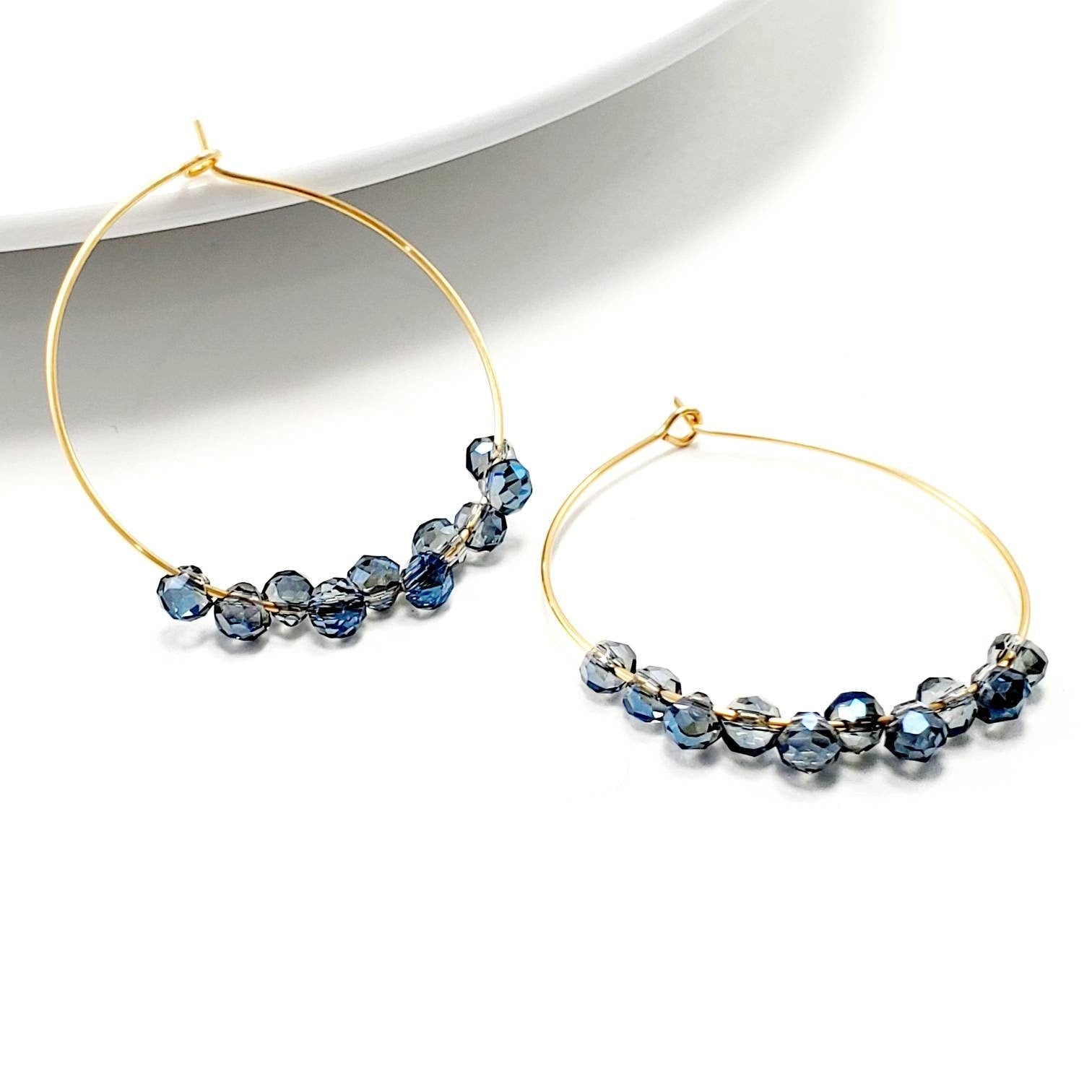 Thin gold hoop, Crystal hoop earrings, Large Thin hoop earrings,  Earring hoop thin,Thin gold hoop earrings, Hoop minimalist earrings