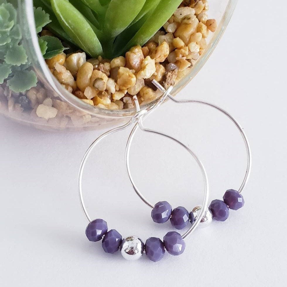 Silver Hoop, Small Hoop earrings, Tiny hoop earring, Hoop Earrings, Little Hoops, Minimalist Earrings, Hoops Beads,  Silver earring