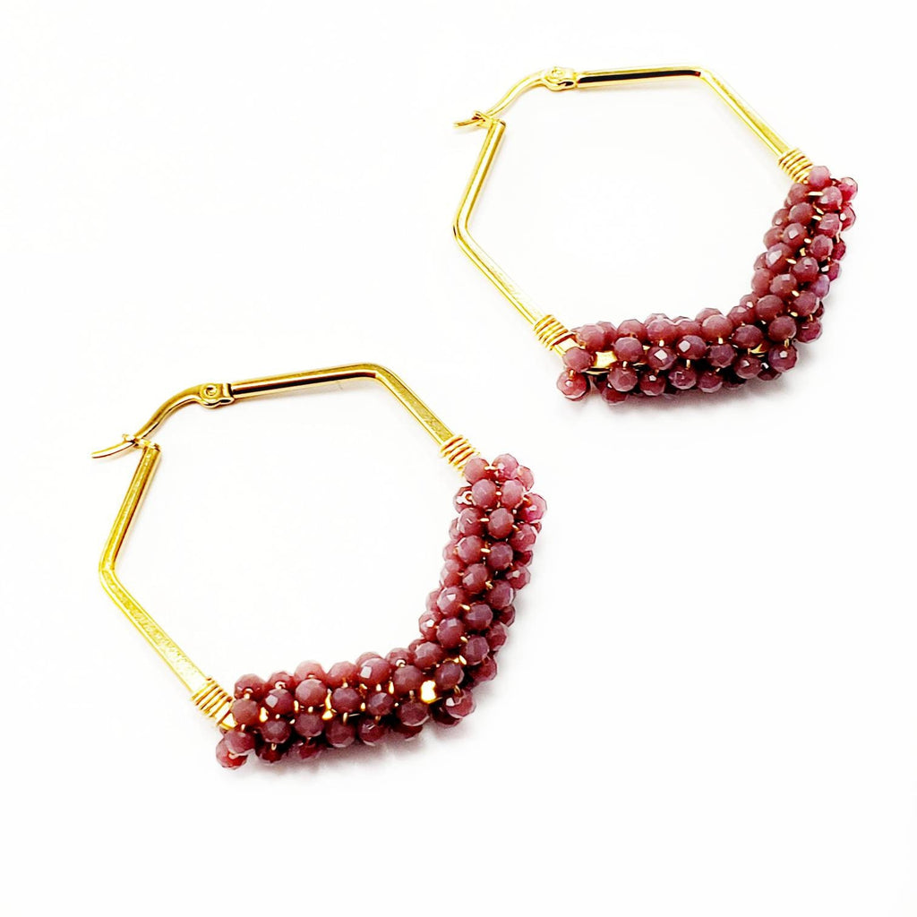 Chunky hoop earrings, Thick gold hoops, Gold filled hoops, Hoop earrings with charm, Hexagon hoop earrings, Hypoallergenic hoop earrings