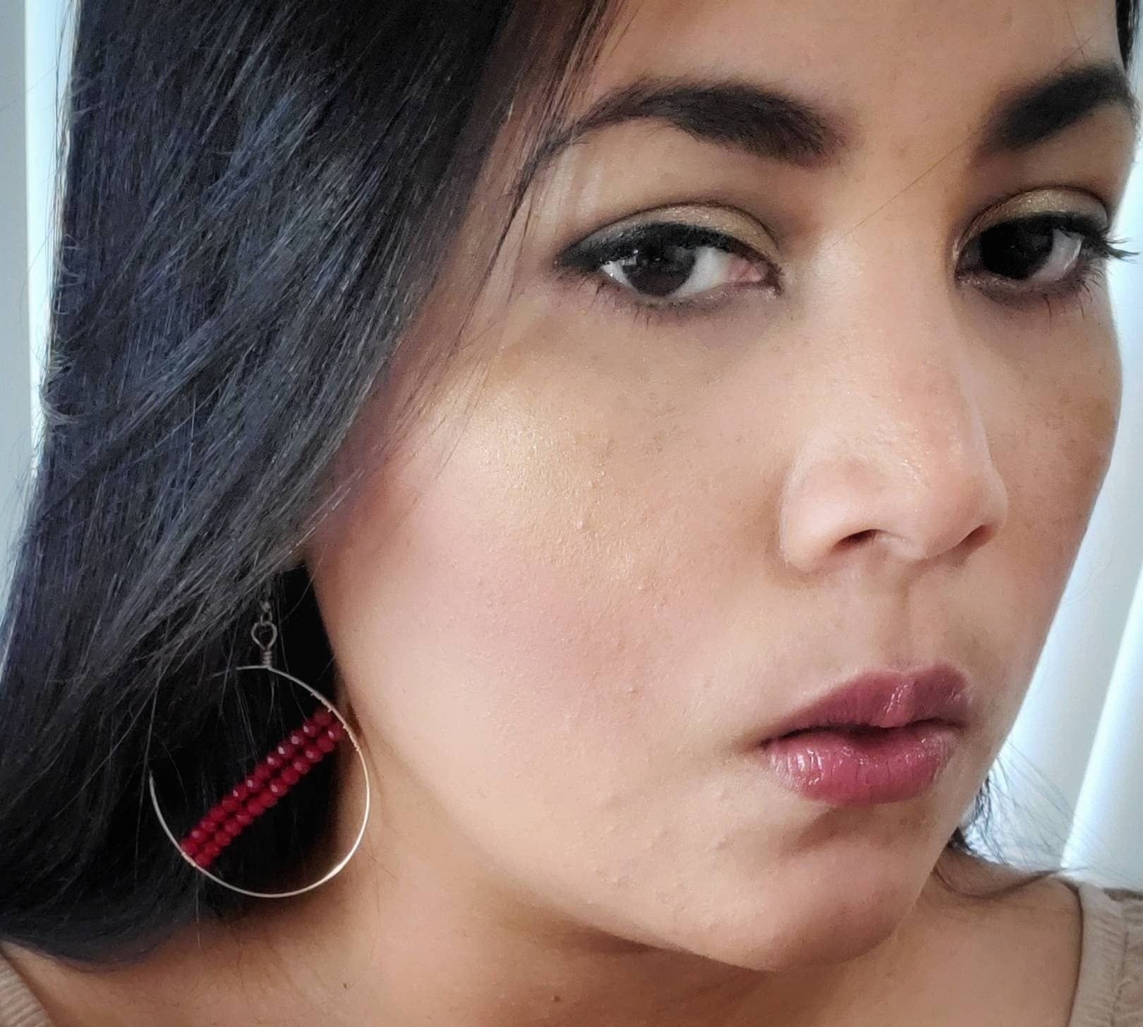 Thin gold hoop earrings, Hoop Earrings With Charm, Large gold hoop earrings, Hypoallergenic hoop earrings, Homemade earrings, Gift for her
