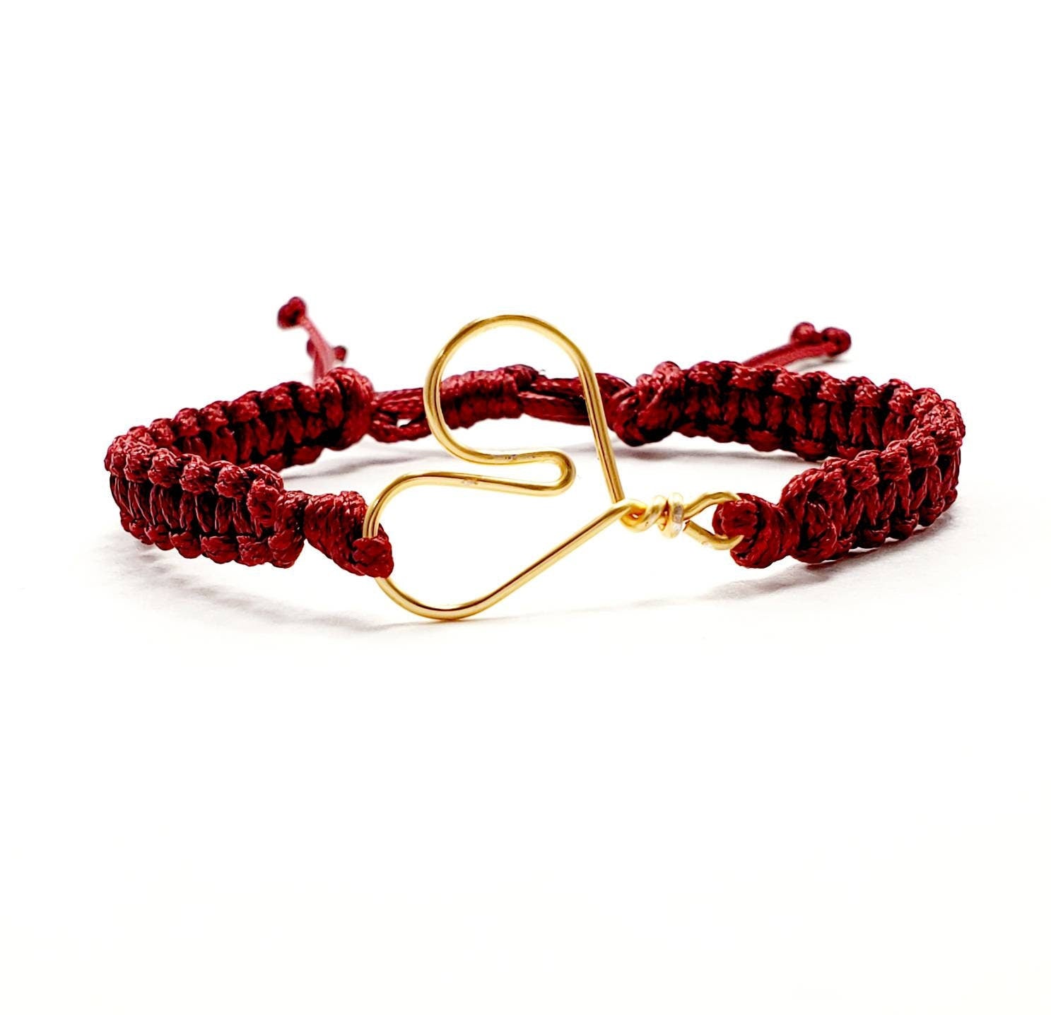 Macrame heart bracelet, Red String Bracelet, Simple Cord Wish Bracelet, Protection Jewellery, Kabbalah Bracelet, Good Luck dainty bracelet