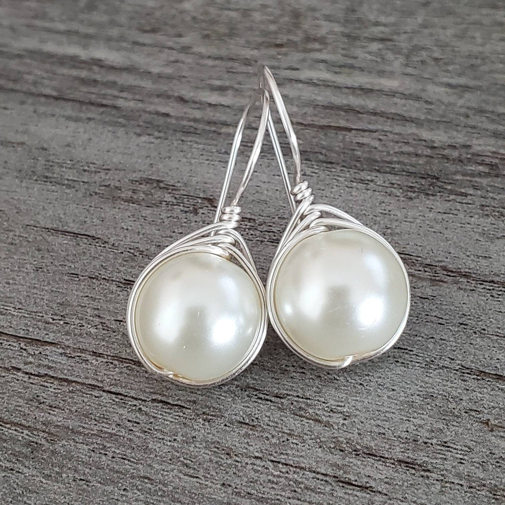 Large pearl drop earrings
