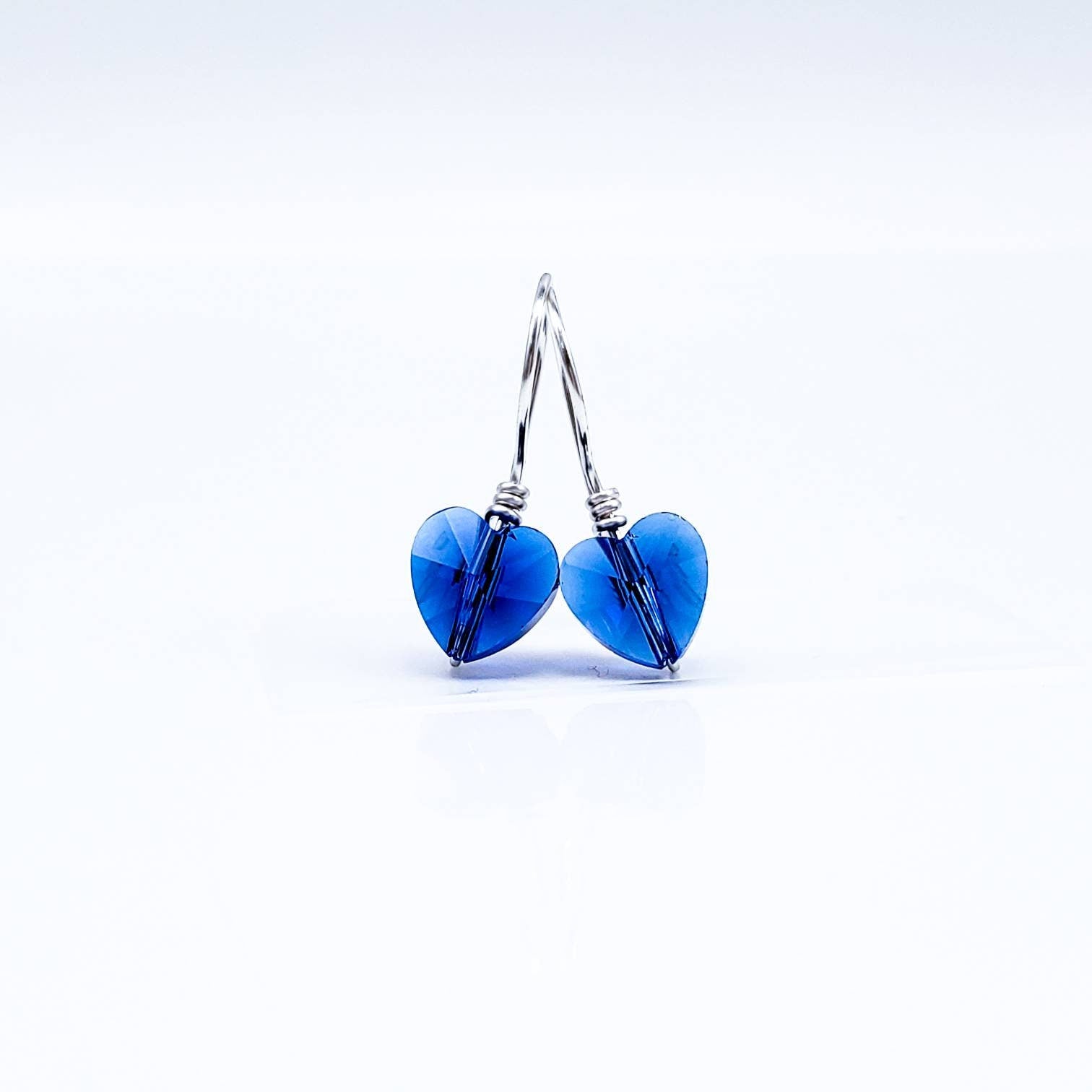 Blue heart earrings, Minimalistic  earring, tini earrings, huggie dainty earrings, heartful earrings, giftful daughter, gift for- her