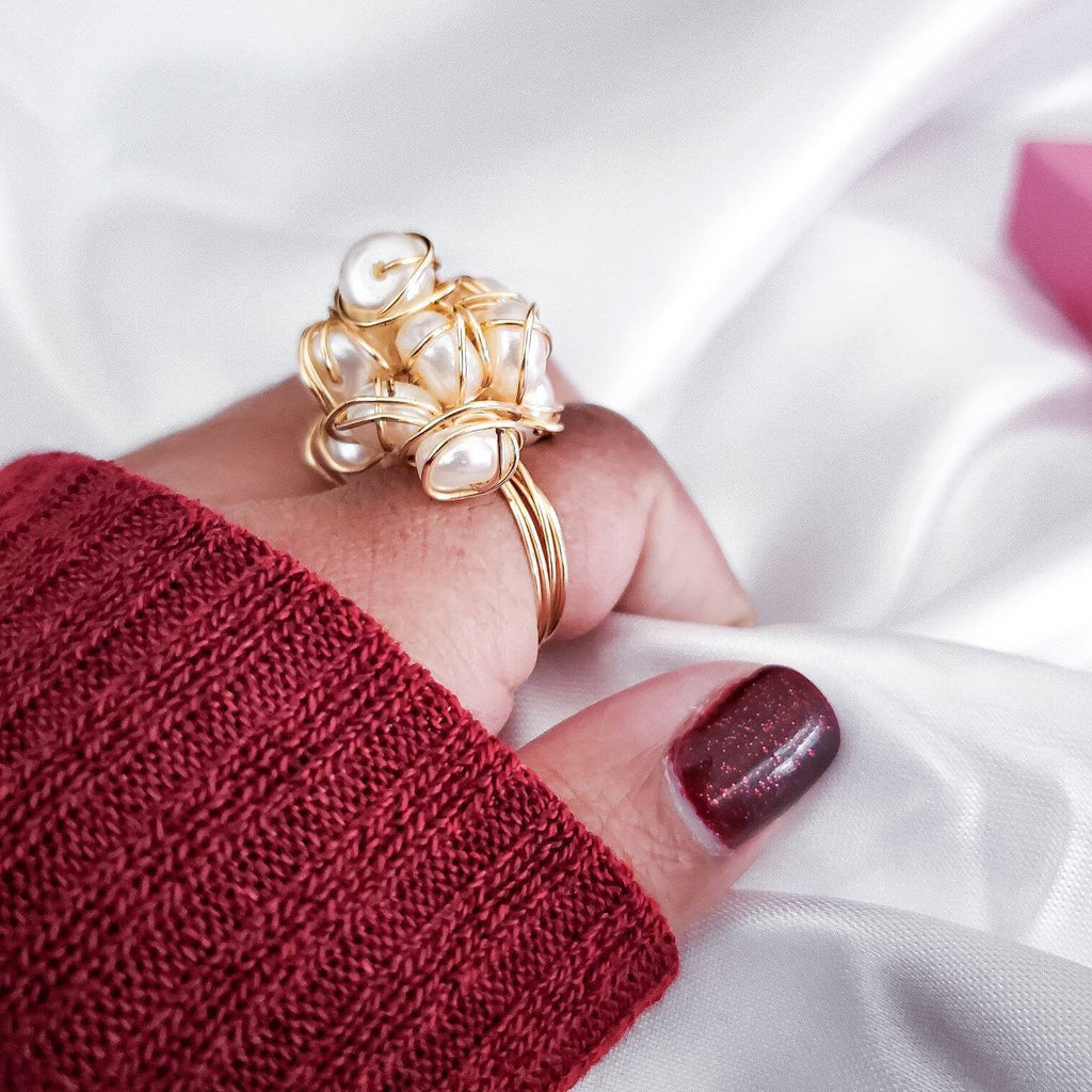 Pearl ring, Freshwater Pearl Ring, pearl ring gifted, Wire Wrapped Pearl Ring,Handmade pearl ring, stackable rings, gifted-rings, lover ring