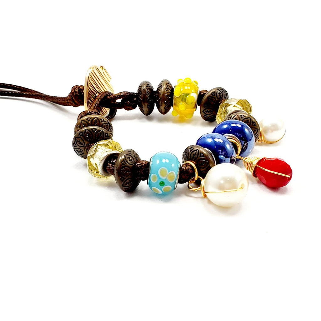 Leather beaded wrap, Layering bracelet, Bracelet for mom, Womens leather wrap, Bohemian style, Seaded wrap bracelet, Boho layered wrap