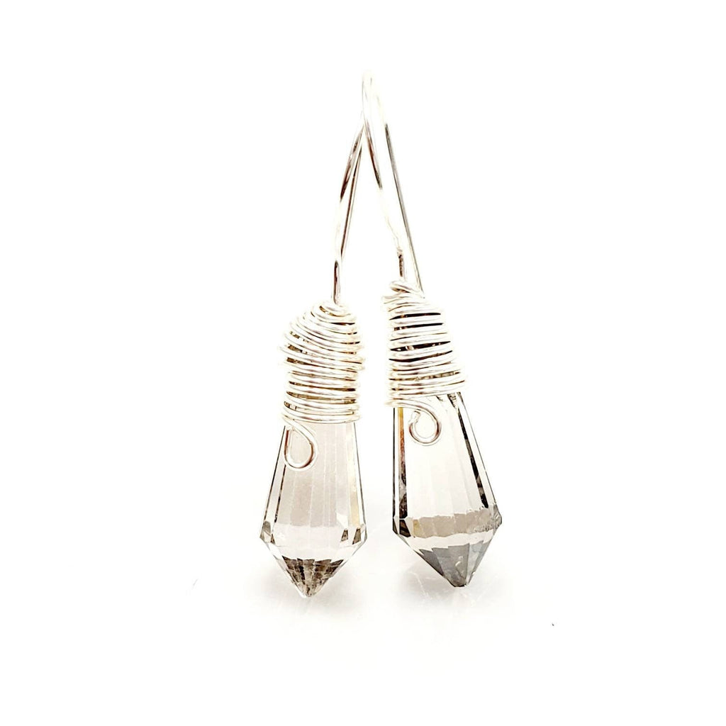 Clear drop earrings, Minimaliste earrings, Gold minimalistic earrings, Crystal quartz earring, Earring gold dainty, Huggie earrings, gifteds