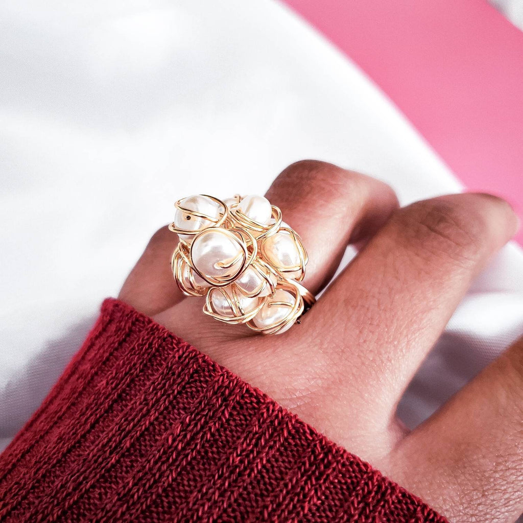 Pearl ring, Freshwater Pearl Ring, pearl ring gifted, Wire Wrapped Pearl Ring,Handmade pearl ring, stackable rings, gifted-rings, lover ring