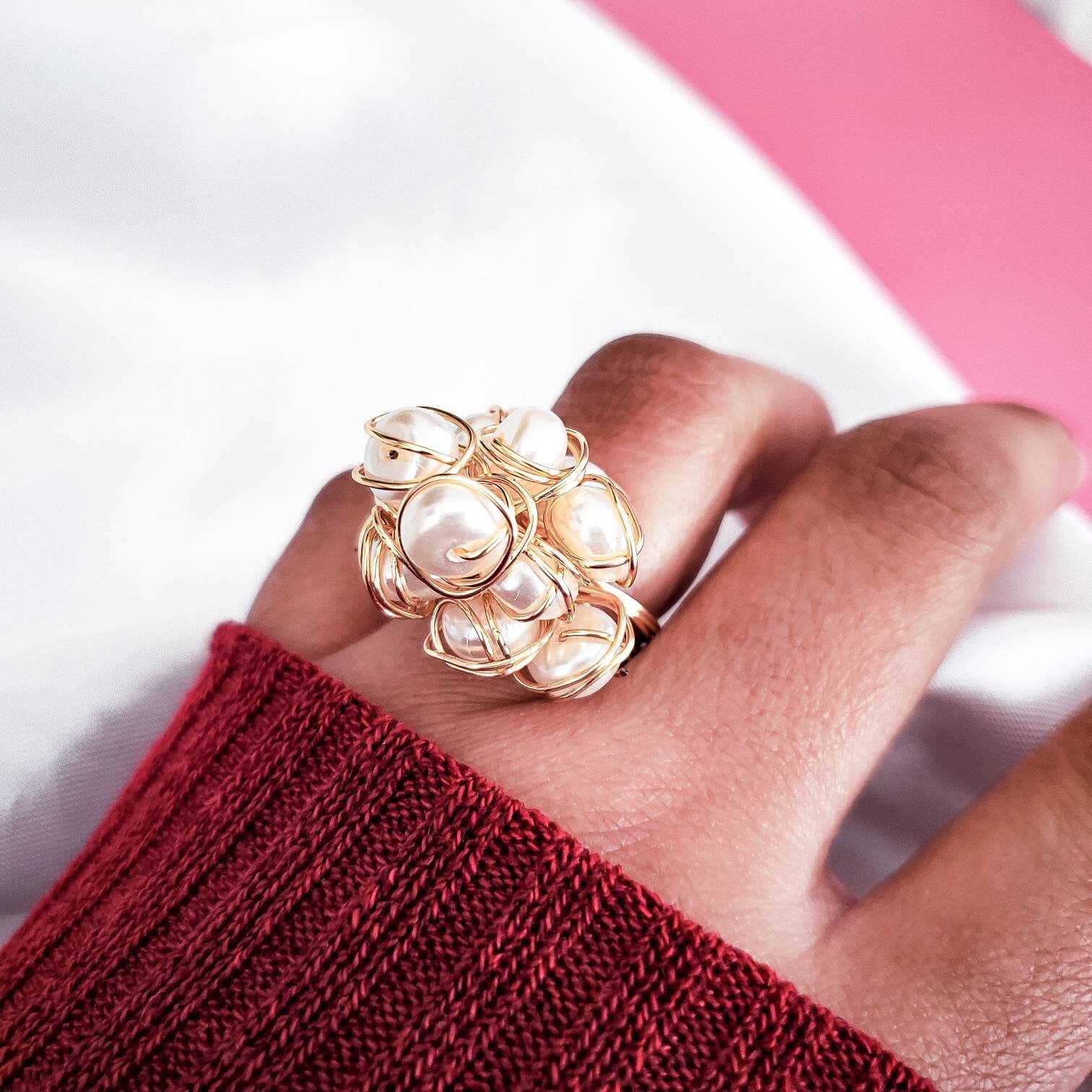 Pearl ring, Freshwater Pearl Ring, pearl ring gifted, Wire Wrapped Pearl Ring,Handmade pearl ring, stackable rings, gifted-rings, lover ring