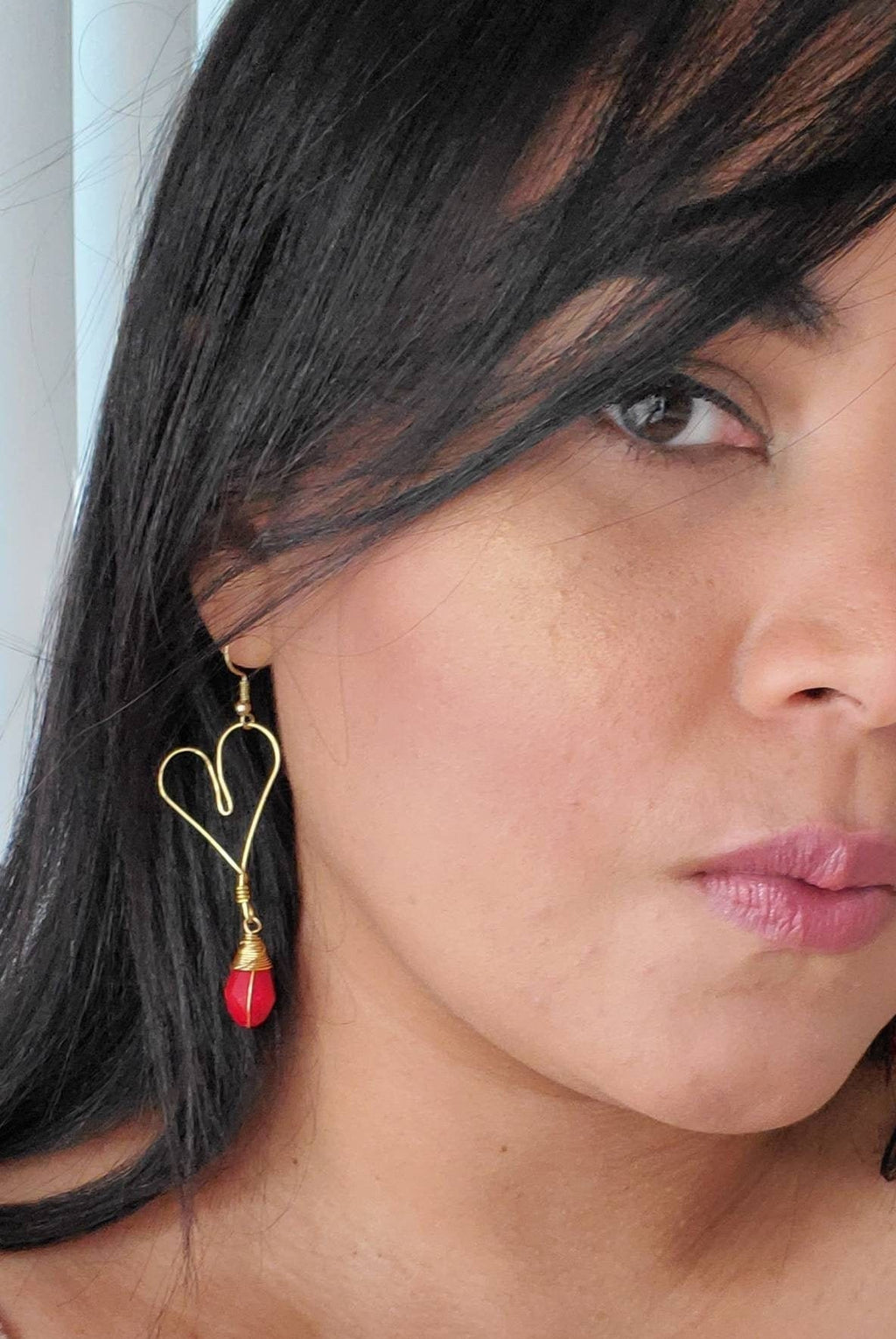 HEART HOOP EARRING, Dainty earrings, Gold Hoops, Gold Heart Hoop Earrings, Gold Filled Heart Earrings, Lovely earrings, Earring hoop thin