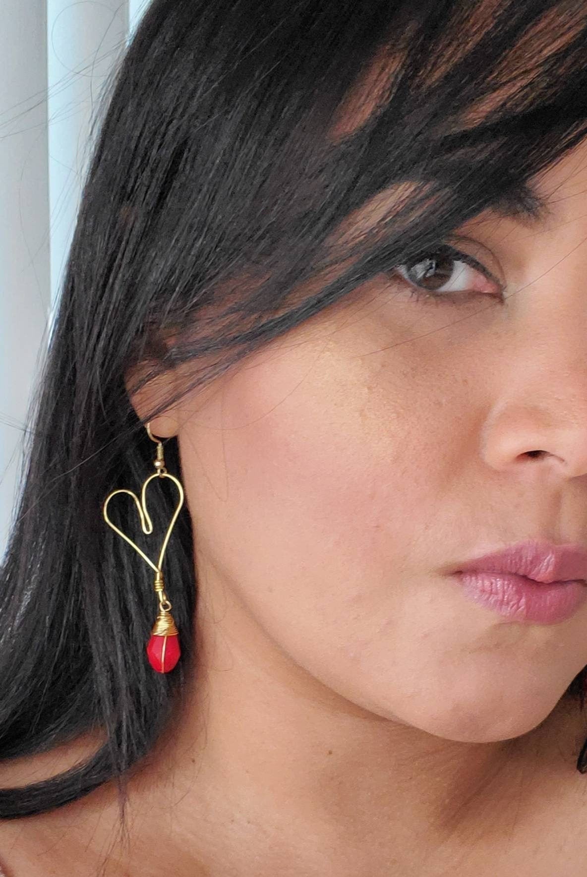 HEART HOOP EARRING, Dainty earrings, Gold Hoops, Gold Heart Hoop Earrings, Gold Filled Heart Earrings, Lovely earrings, Earring hoop thin