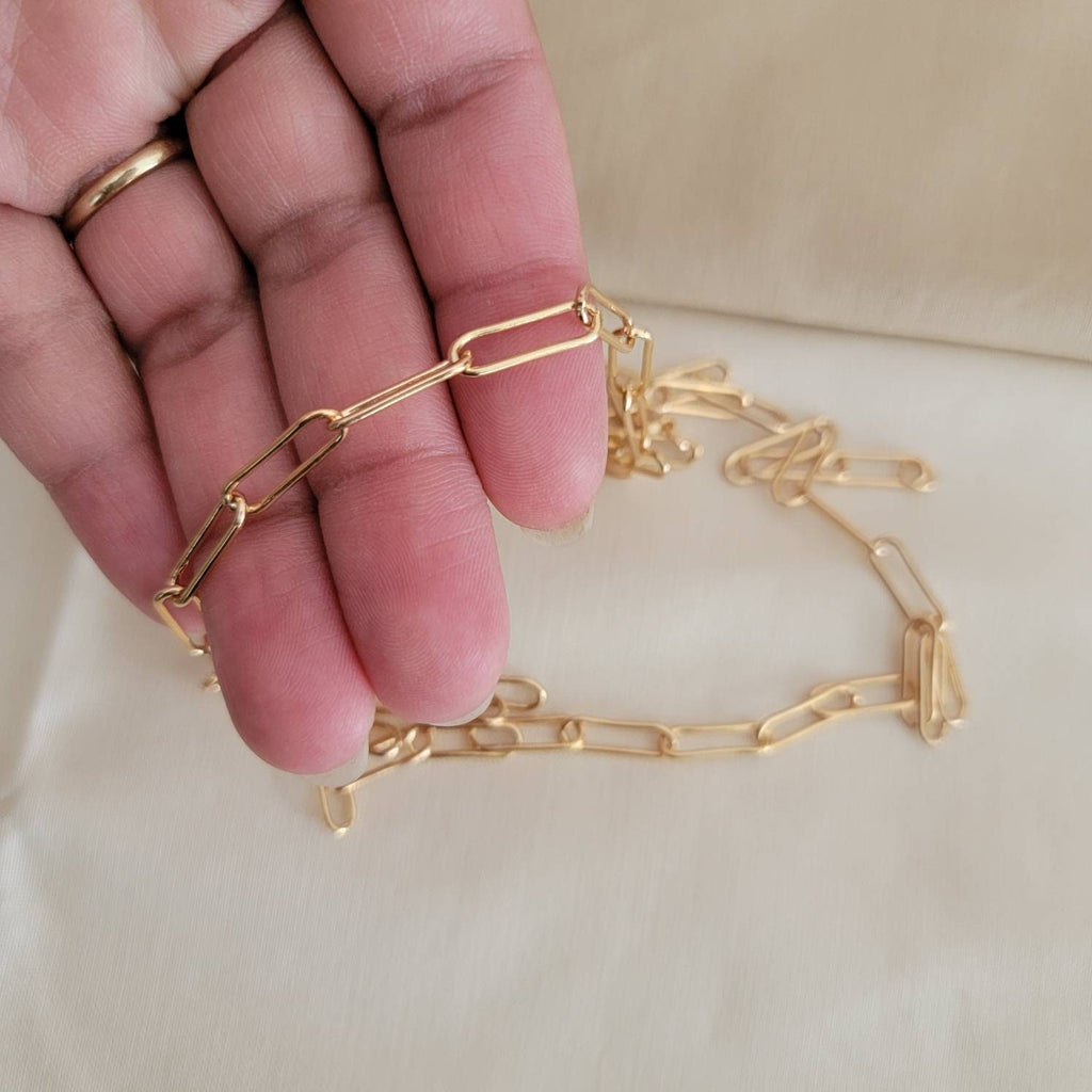 Gold chain necklace, Paper clip chain necklace, Gold plate chain, Layered Link Chain, Layering Chain Necklace,Rectangle Chain Necklace,