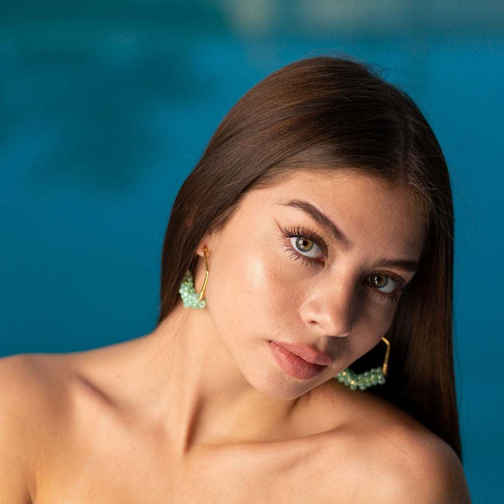 Hexagon Hoop Earrings,