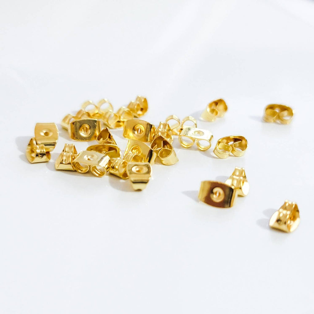 Shiny Gold Earring Backs, Earring Stoppers, Butterfly Earring Backs, Clutch Earring Backs, Ear Nuts, Earring Backs, Making earrings