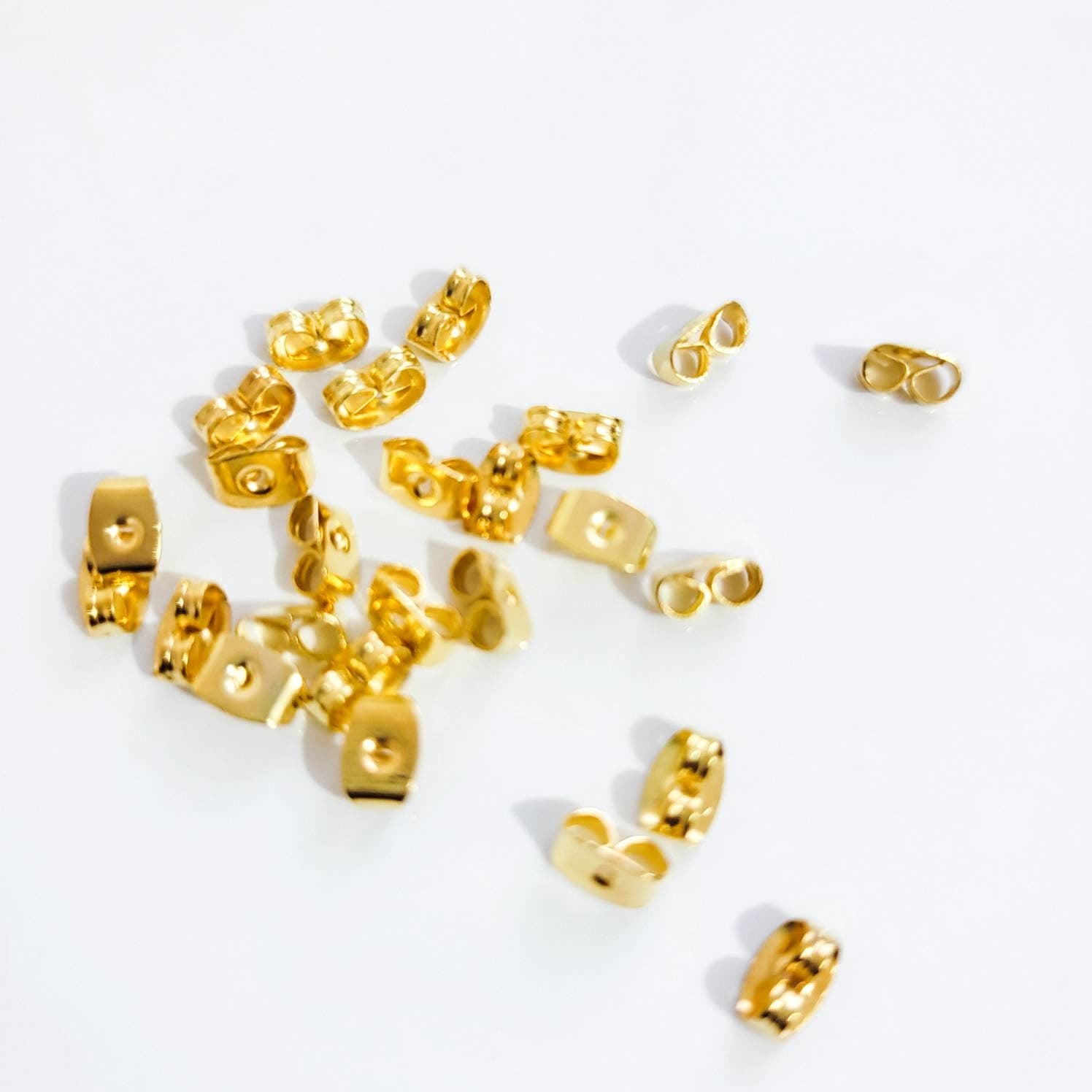 Shiny Gold Earring Backs, Earring Stoppers, Butterfly Earring Backs, Clutch Earring Backs, Ear Nuts, Earring Backs, Making earrings