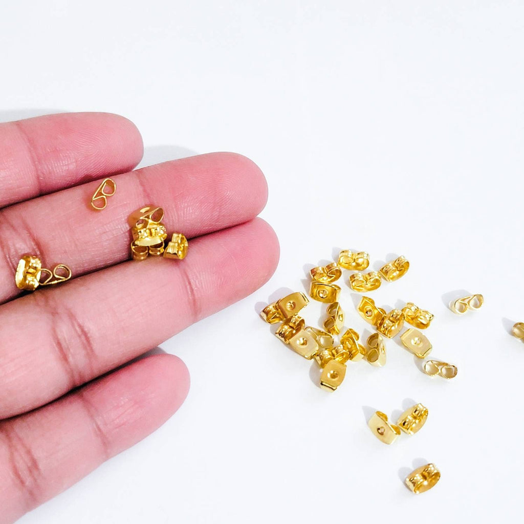 Shiny Gold Earring Backs, Earring Stoppers, Butterfly Earring Backs, Clutch Earring Backs, Ear Nuts, Earring Backs, Making earrings