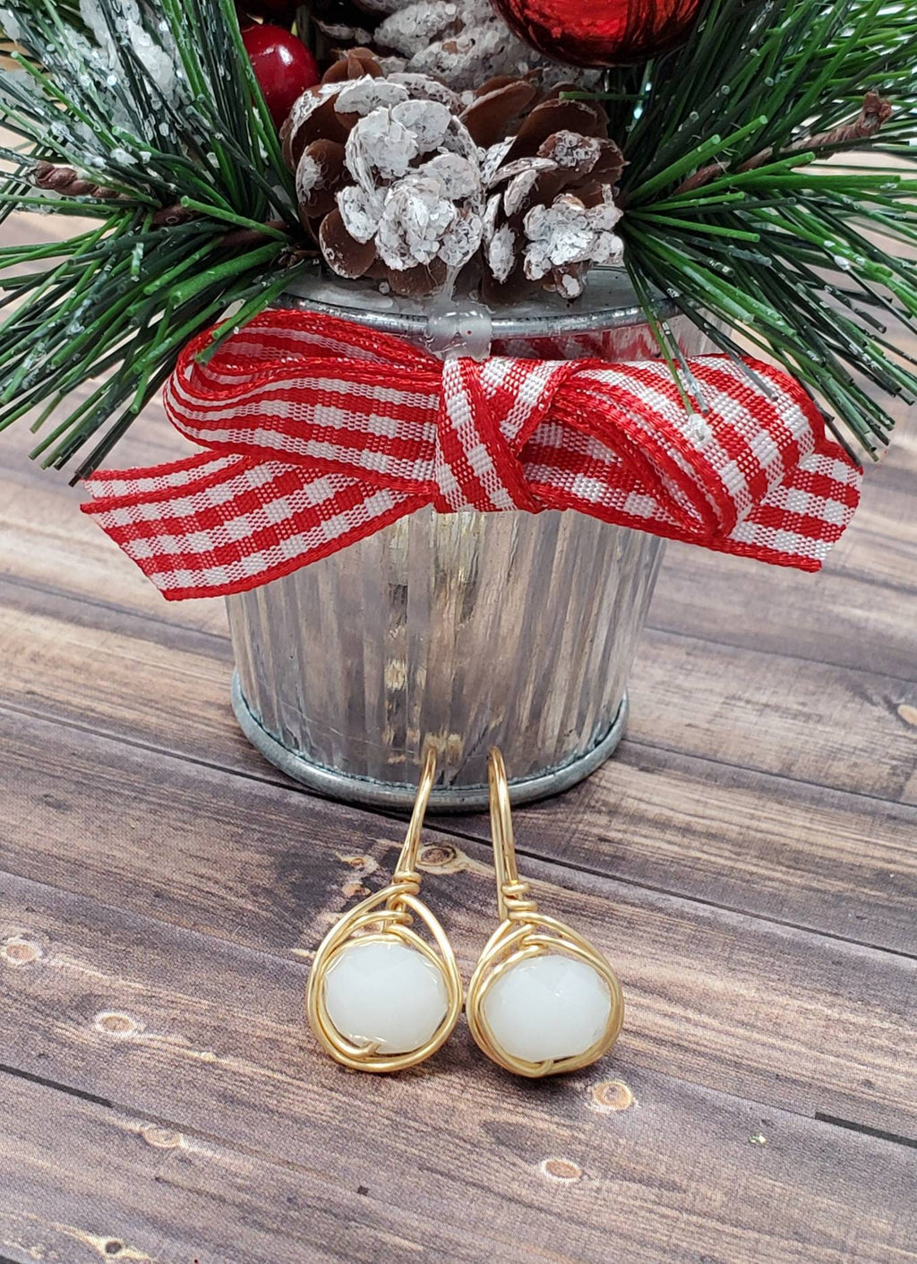 Small white drop crystal earrings, Tiny drop earrings, Gold filled wire wrapped earrings, Cute minimal earrings, Huggie earrings, Asymmetrical earrings