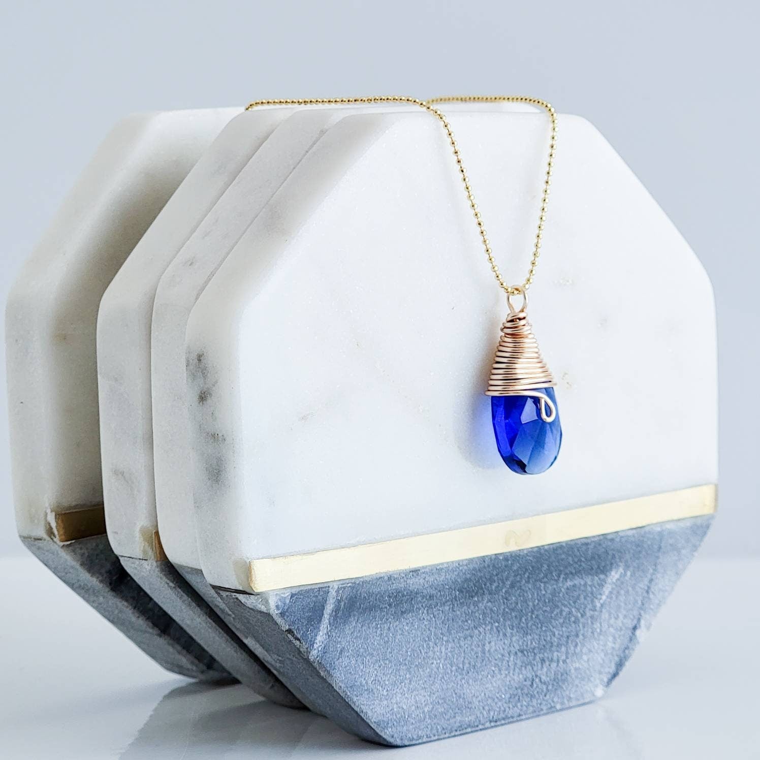 Blue teardrop necklace, Crystal necklace, Choker collar necklace for women, Deep blue tear drop necklace, Bday gifts for her, Majestic Blue