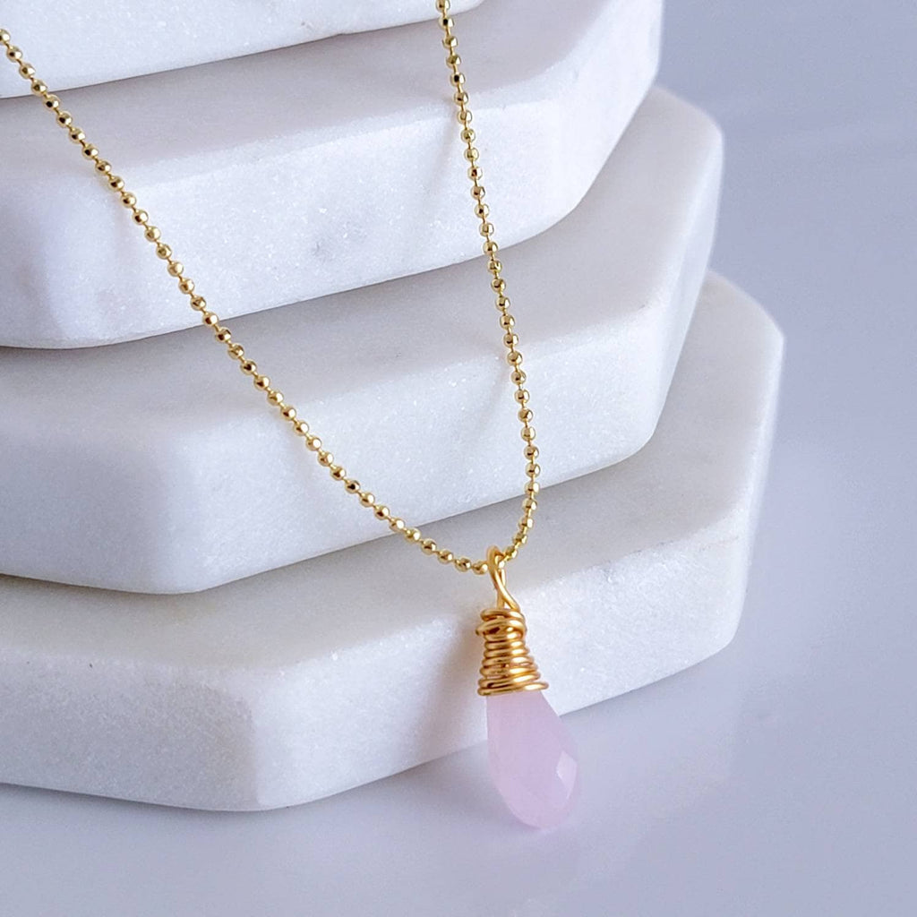 Crystal necklace rose quartz, Healing rose quartz necklace, Thin necklace chain, Gold thin necklace, crystal-necklace, giftful bridesmaide