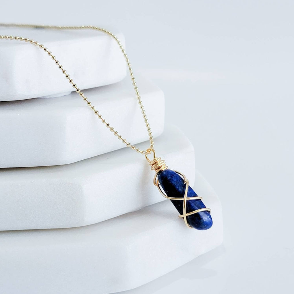 Lapis Lazuli Necklace, Minimaliste necklace, Gemstone necklace chain, Dainty necklaces, Gold necklaces dainty, Gift-necklace, giftful moms