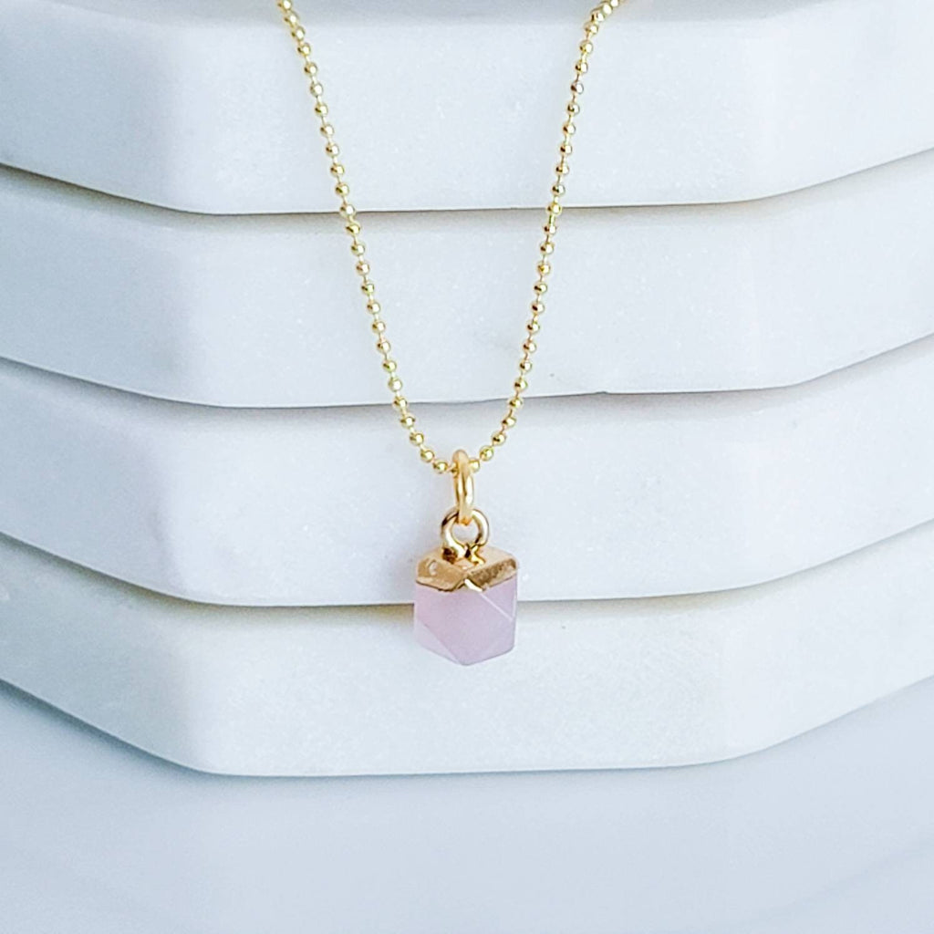 Dainty Rose quartz necklace, Chain thin necklace, Rose quartz gemston, lovely necklace, loving necklace, gifted valentines necklace,