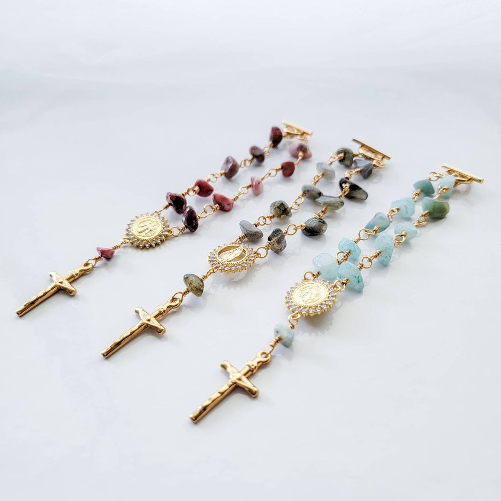 Rosary Bracelet with Cross Charm – Handmade Faith Bracelet