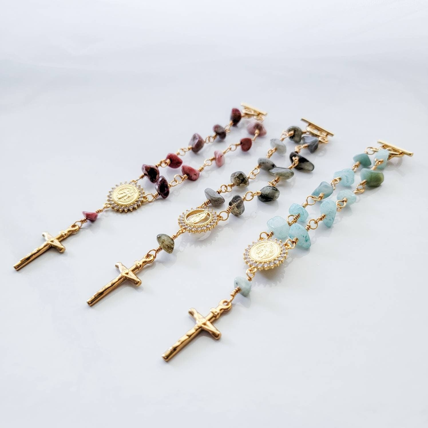 Rosary Bracelet with Cross Charm – Handmade Faith Bracelet