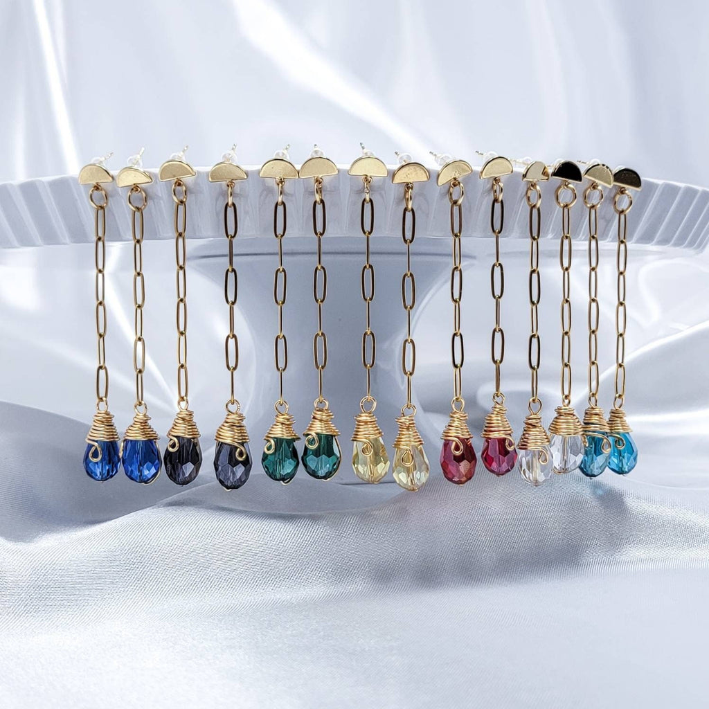 Long chain earring, Minimalist Chain Threader Earrings, stacking earrings, ear threader, chain threader, dainty earrings, crystal threaders