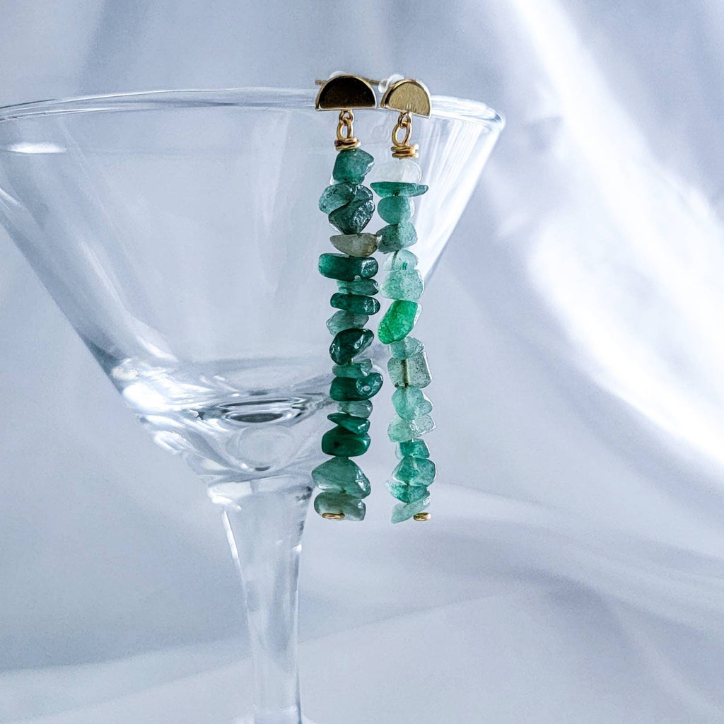 AVENTURINE earrings, Thread earrings, Raw crystal earrings, Raw gemstone earrings, Raw stone earrings, Mom earrings, Healing stones,