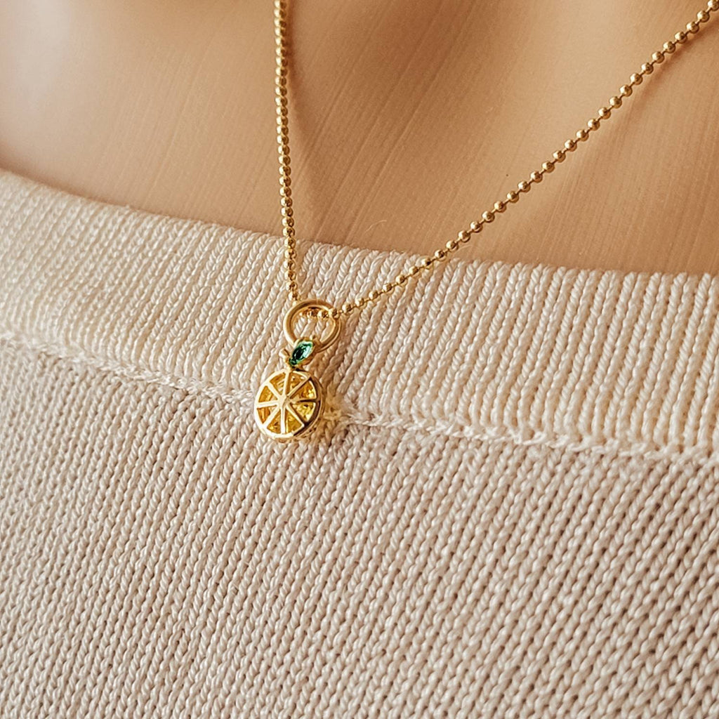 Fruit necklace, Orange slice necklace, Orange Charm, Fruit Charm, Orange Fruit Charm, gift for wife, fruit jewelry, giftful valentines
