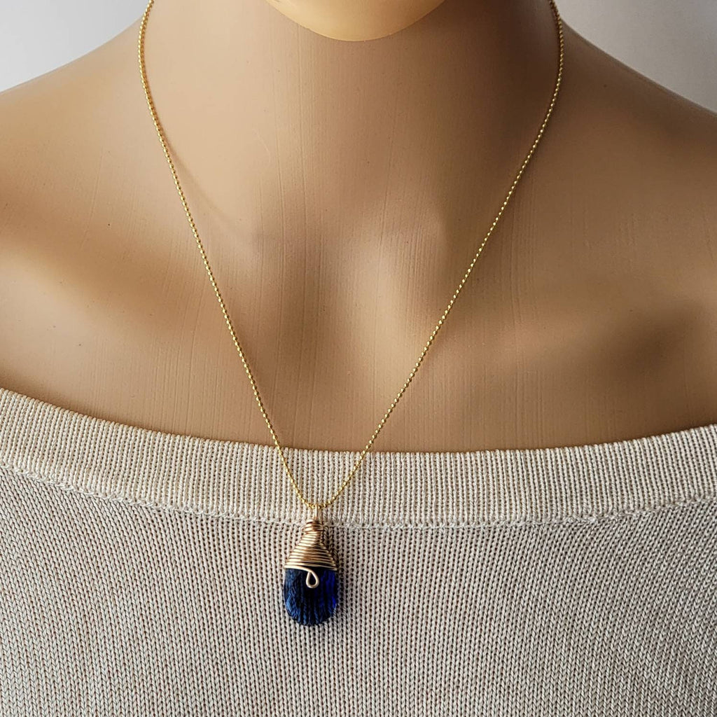 Blue teardrop necklace, Crystal necklace, Choker collar necklace for women, Deep blue tear drop necklace, Bday gifts for her, Majestic Blue