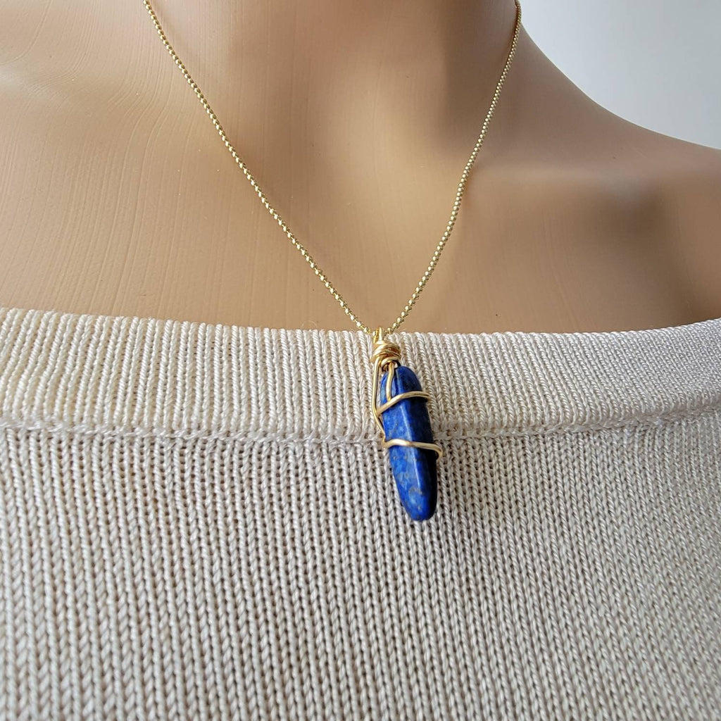 Lapis Lazuli Necklace, Minimaliste necklace, Gemstone necklace chain, Dainty necklaces, Gold necklaces dainty, Gift-necklace, giftful moms