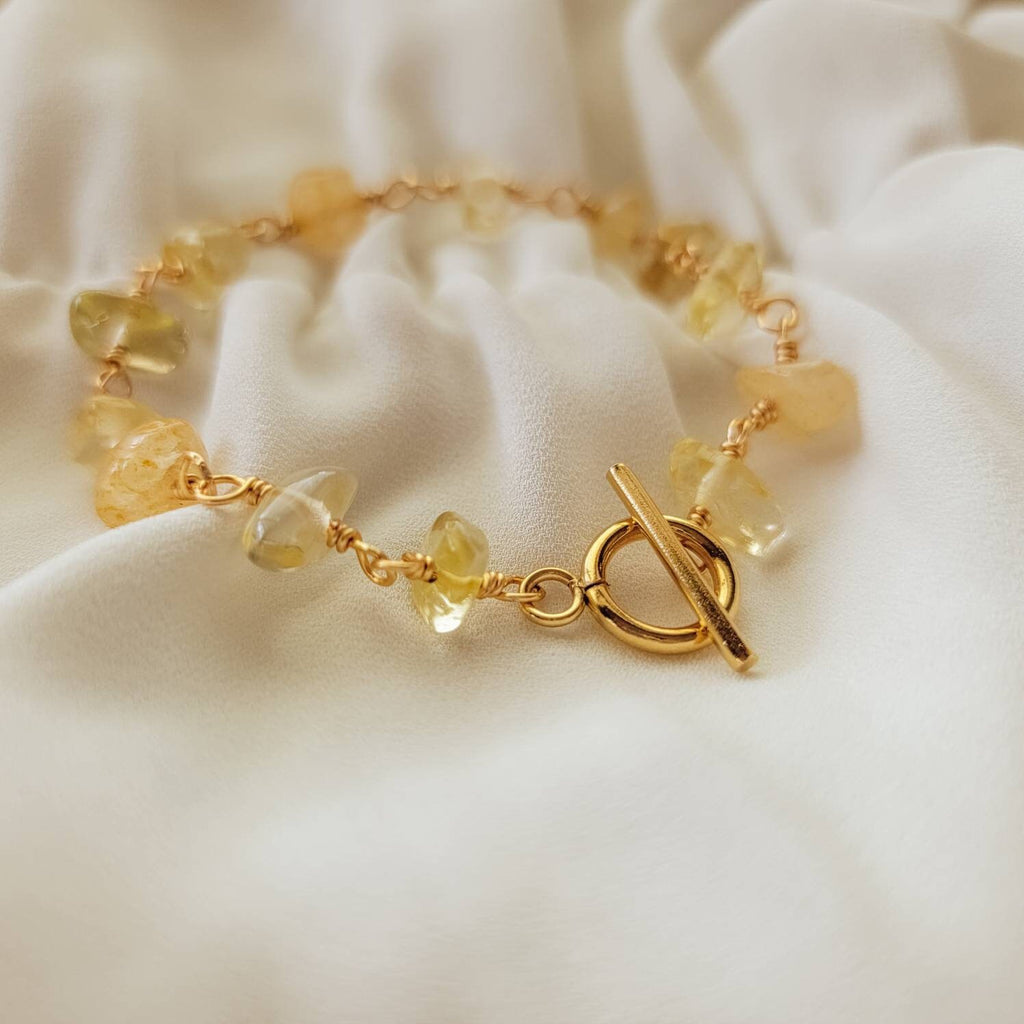 Citrine Bracelet | Dainty Minimalist Birthstone Bracelet, Birthday Gift
