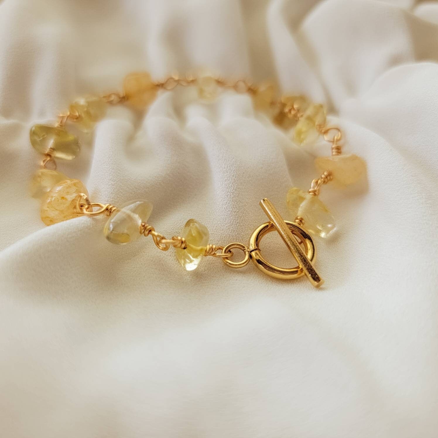 Citrine Bracelet | Dainty Minimalist Birthstone Bracelet, Birthday Gift