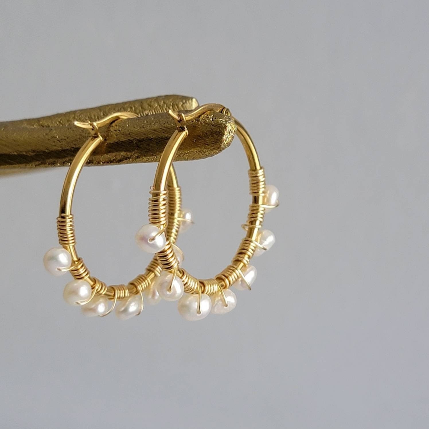 Pearl hoop earrings, Fresh water pearl earrings, Real pearl earrings, weddings- giftful, bridal giftful, bridal giftful, mothers days gifted