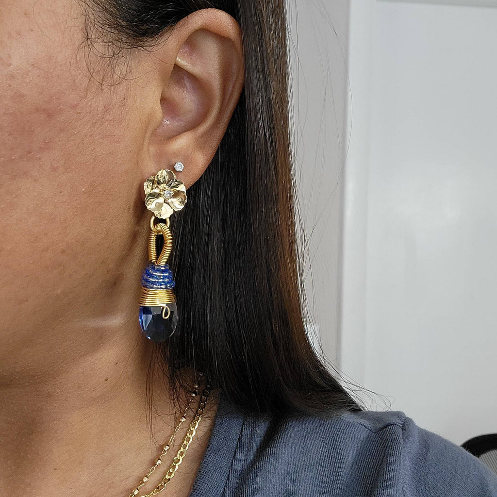 Tear drop earrings, Waterdrop earring, casual earrings, floral leaf earrings, dangling earrings, blue dangle earrings, light blue earrings