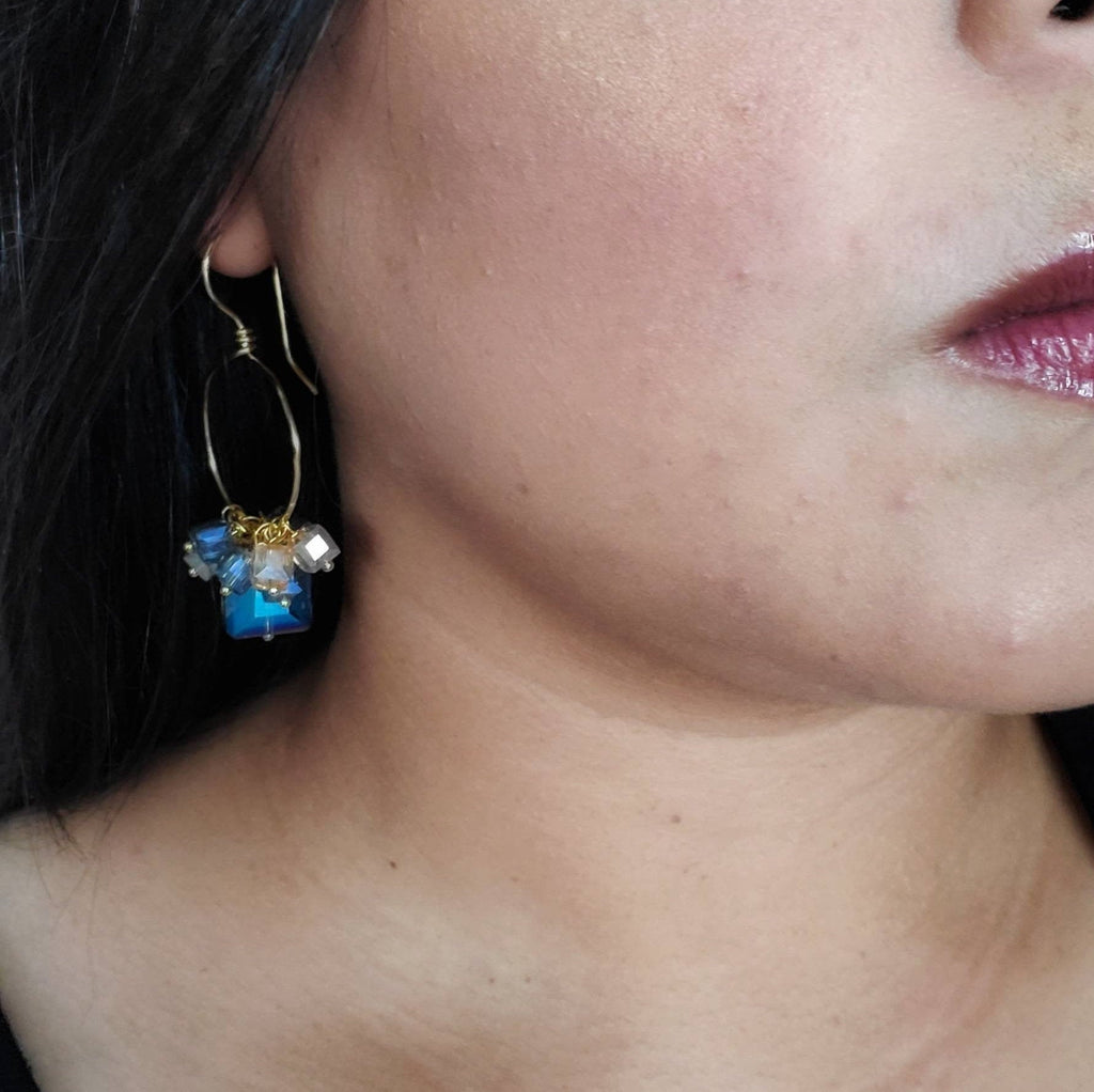 Thin hoop earrings, Crystal hoop Colorful earrings, Gold hoop earrings, minimalistic hoop earrings, gifted mom giftful, gifted mom giftful