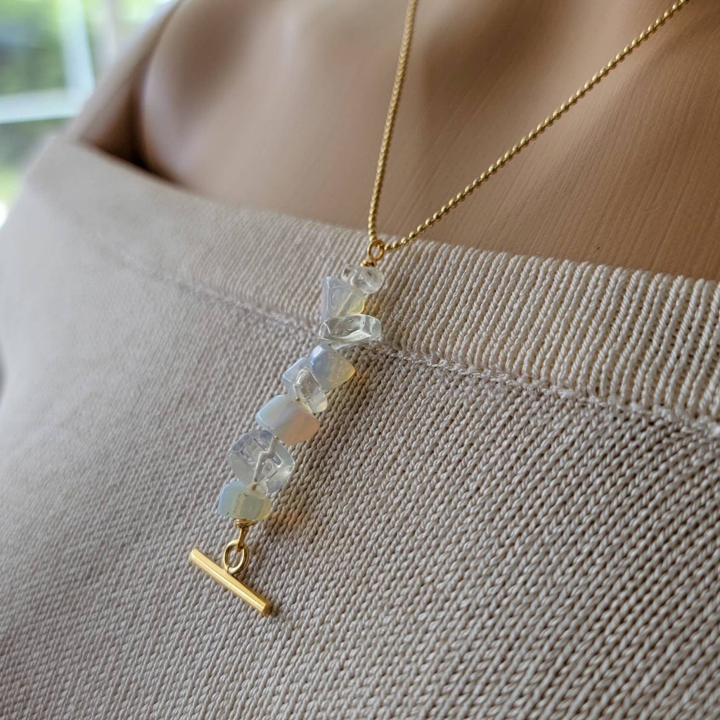 Raw opal necklace, Genuine opal necklace, Opalite necklace, white opal necklace, Raw gemstone necklace, Dainty opal necklace,Christmas gifts