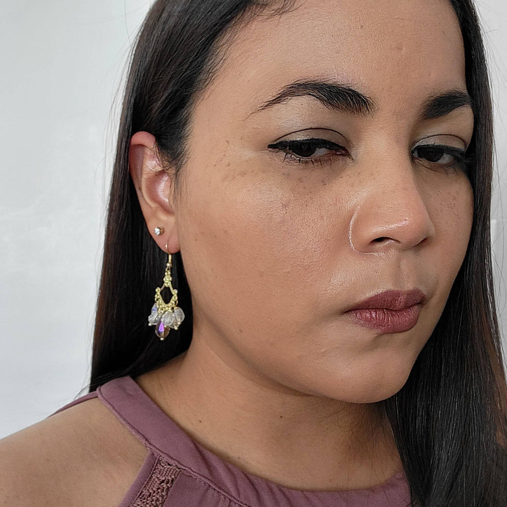 Chandelier Boho Earrings, Crystal Bridal Earrings, Gold Wedding Earrings, Chandelier Bridal Earrings, Dangle Earrings, Crystal Earrings,