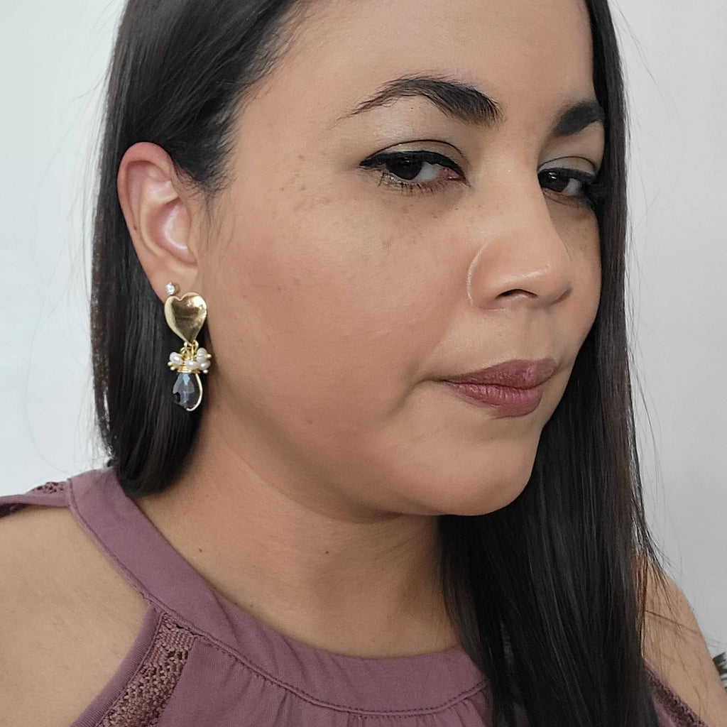 Boho bridal earrings, Pearl drop earrings bridal, Pearl bridal earrings, Mother of pearl earrings, Freshwater pearl earrings,Big sister gift