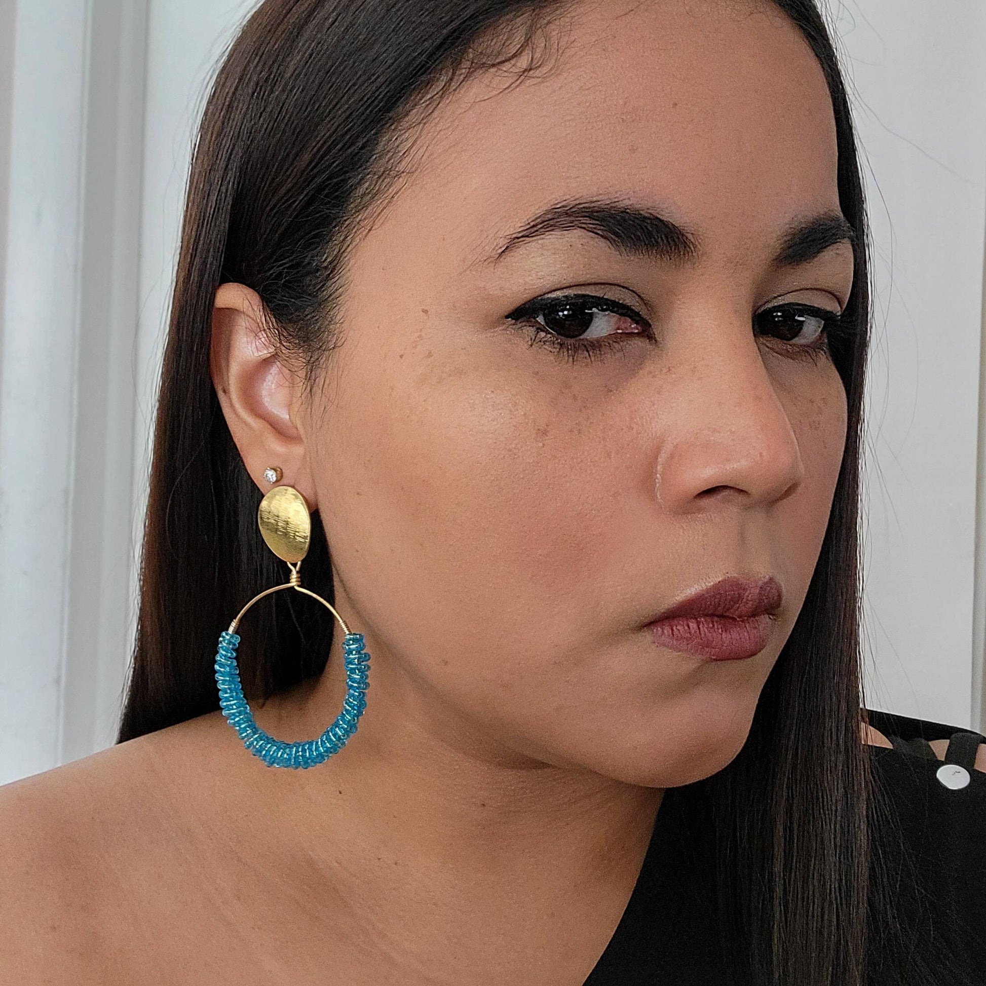 Beaded Hoop gold Chunky, seed bead earrings, Chunky hoop earrings, Large hoop earrings, Gold filled hoop earrings hoop beaded earrings