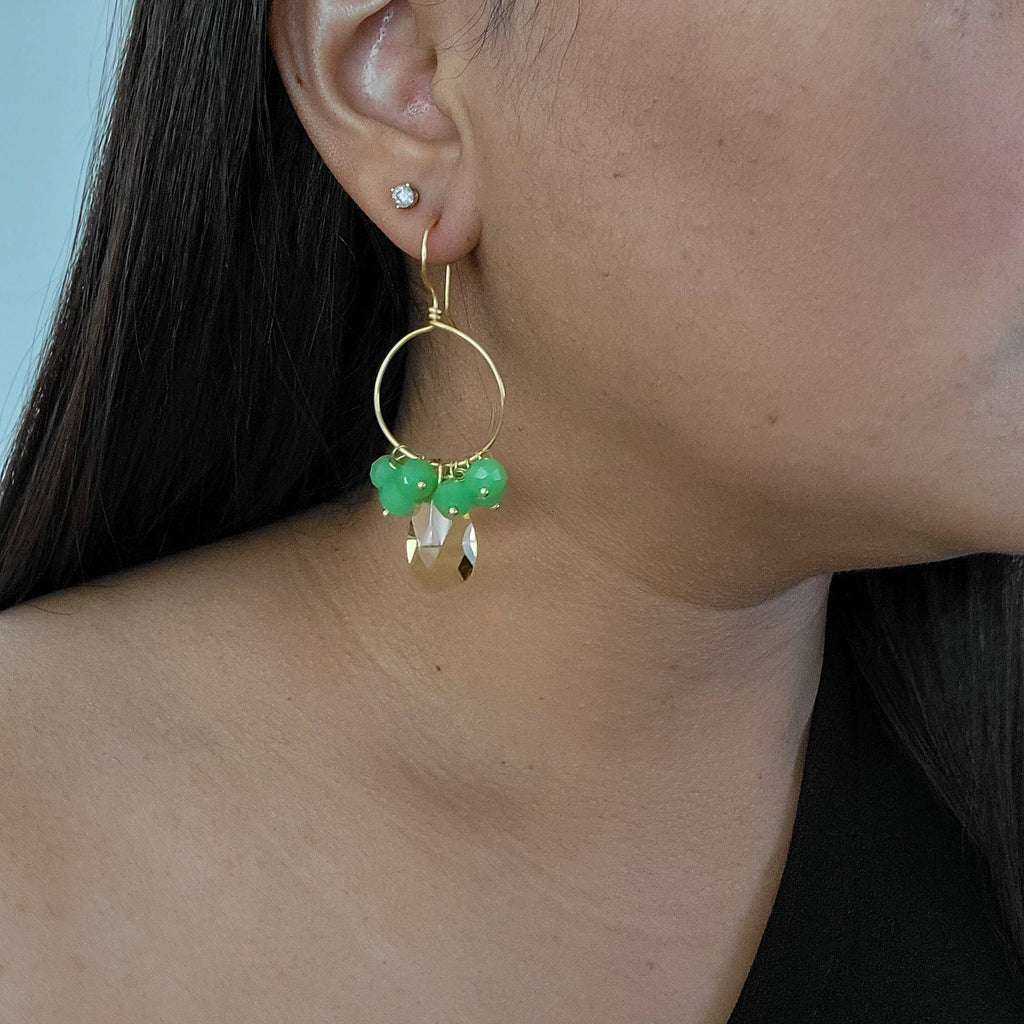 Dainty Crystal hoop earrings, Gold dainty earring, Thin hoop earrings, Hoop earrings with charm, Thin gold hoop earrings, gifts for-her