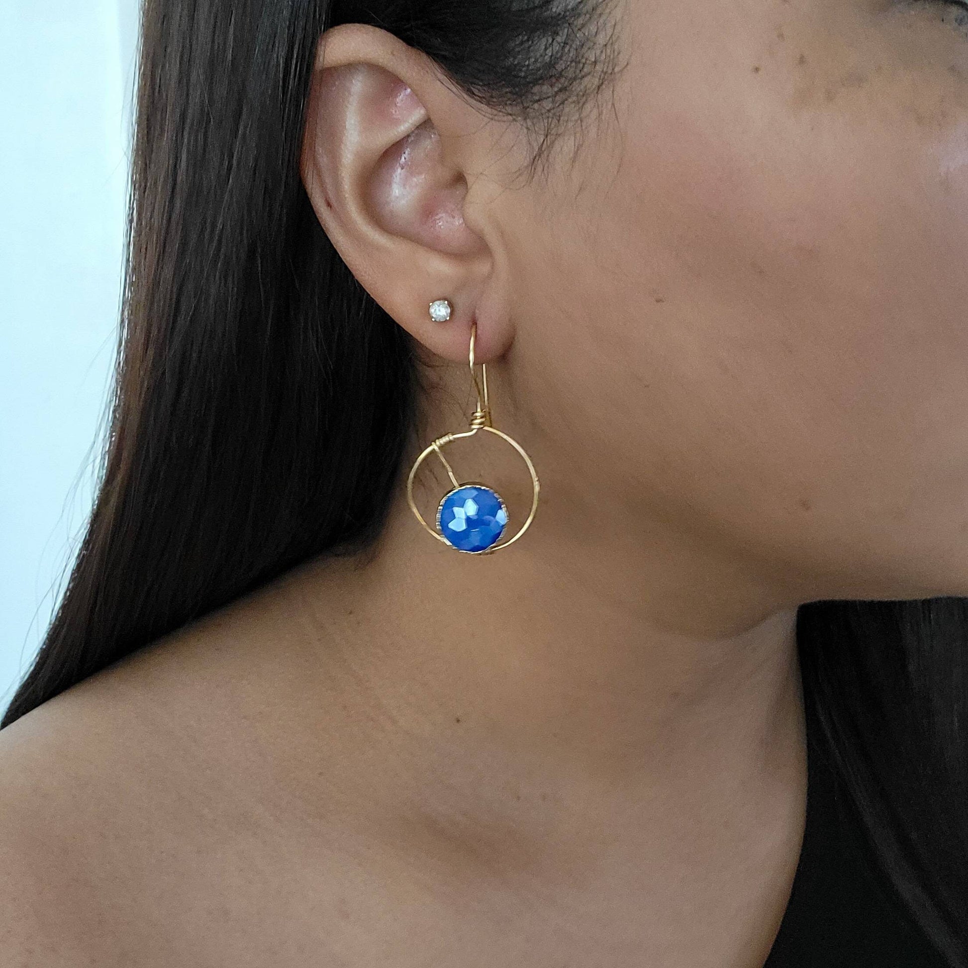 Tiny hoop earrings, Thin hoop earrings, Crystal hoop earrings,Thin gold hoop earrings, Christmas gifts, Secret Santa gift for women