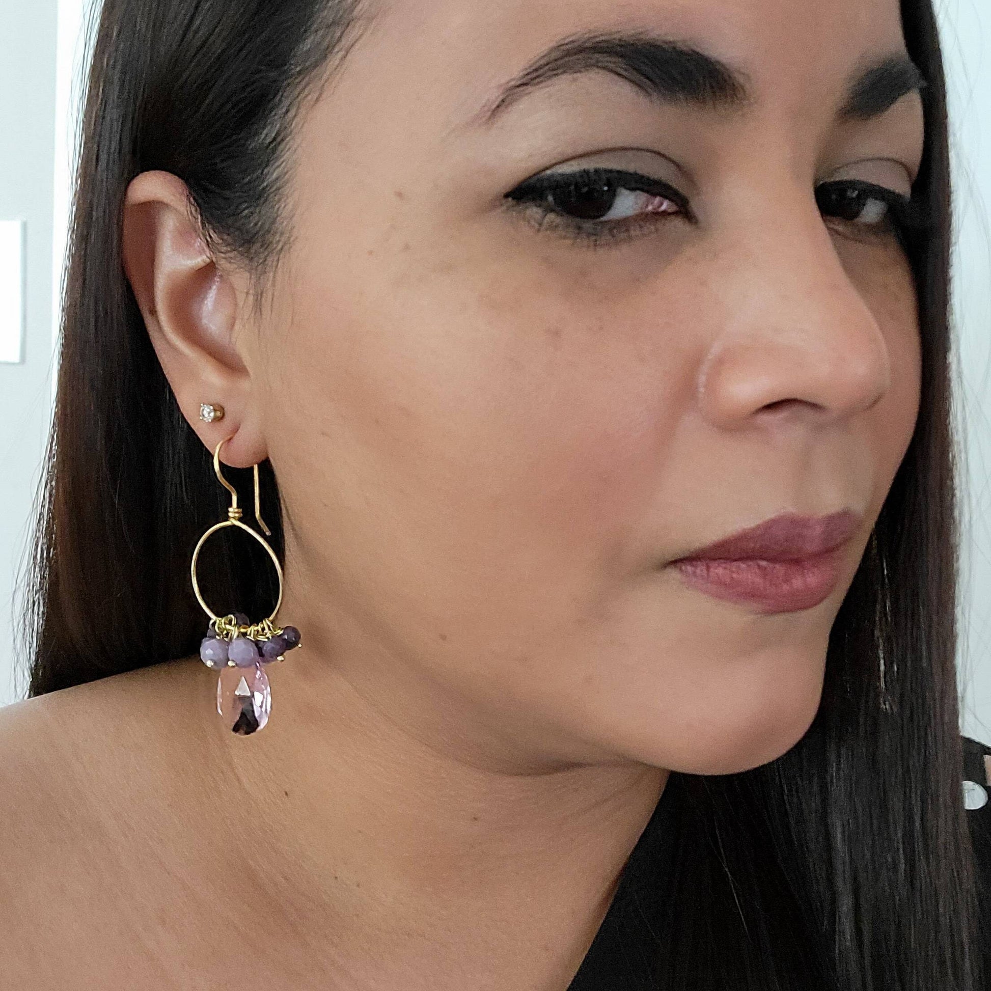 Dainty Thin gold hoop earrings, Crystal hoop earrings, Hoop earrings with charm, Gold filled hoop earrings, Hoop minimalist earrings