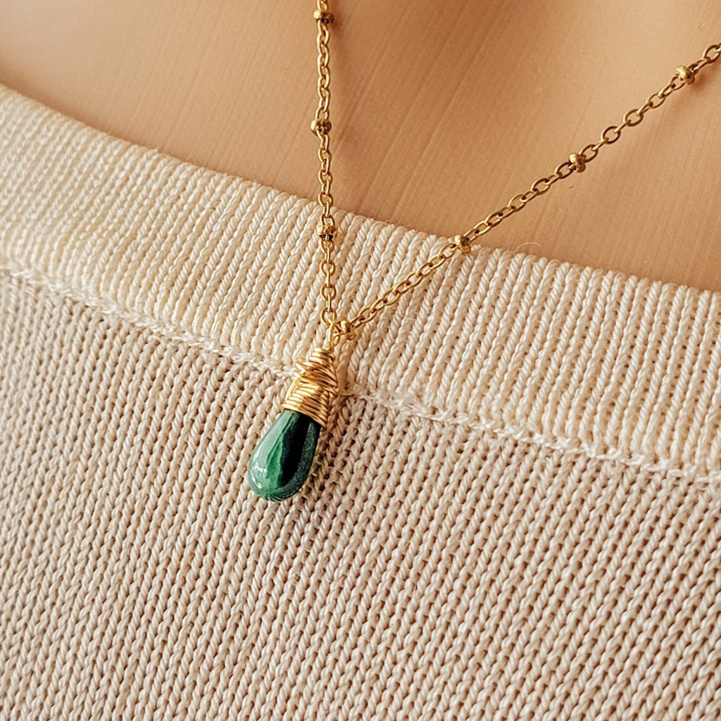 Dainty Jade Pendant Necklace, Natural Green Jade Necklace, Delicate Jade Necklace, Healing Crystal Jade Necklace, Gold jade Thin chain
