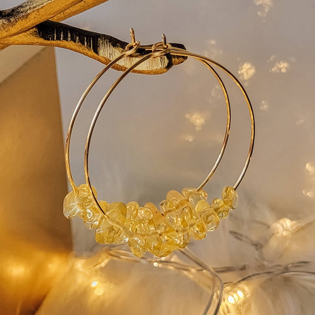 Citrine Hoop earrings, Raw citrine earrings, Thin hoop earrings, Crystal hoop earring, citrine dainty hoops earrings, earring hoop thin